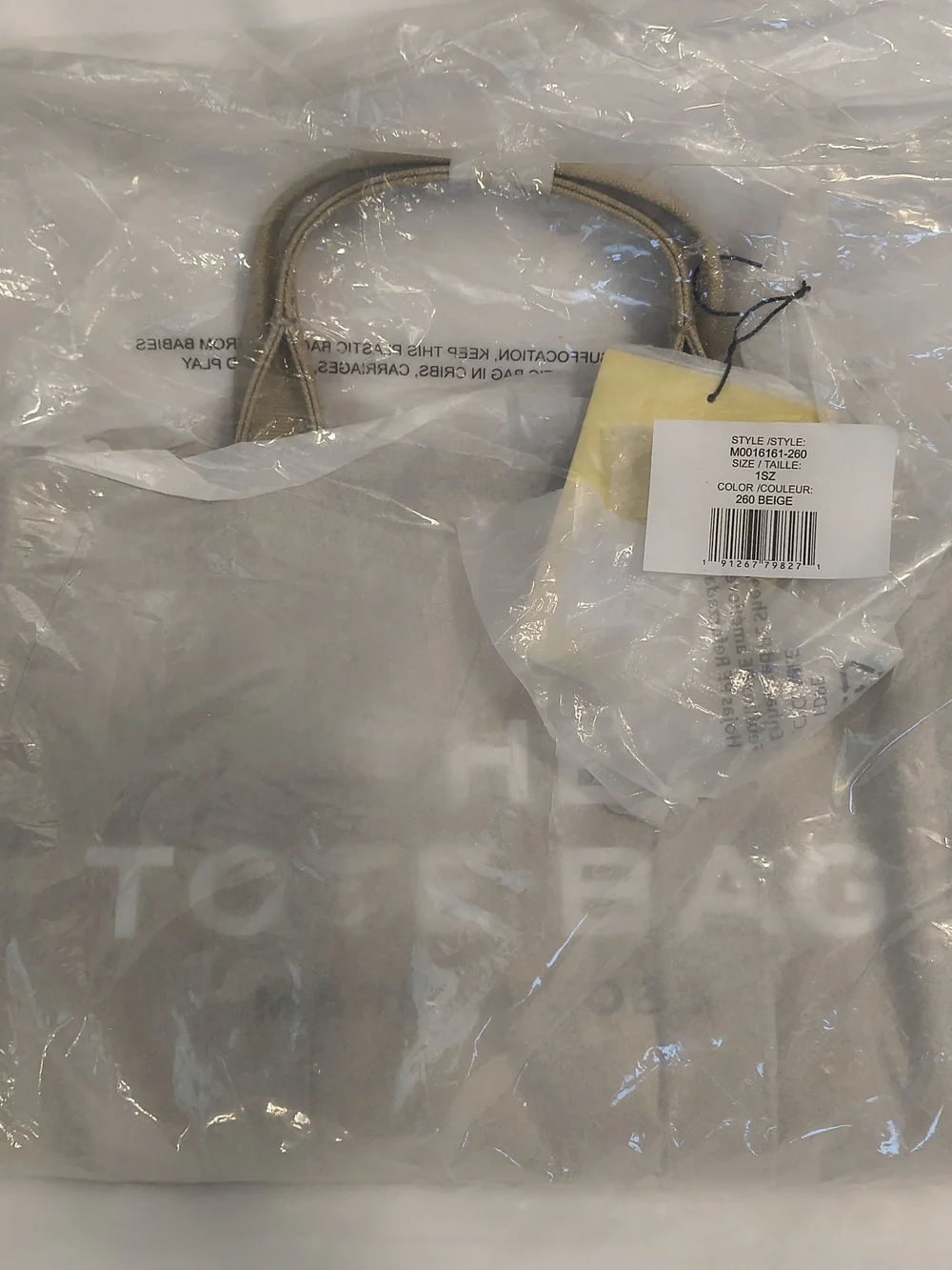 Marc Jacobs Beige Canvas Messenger Tote with Bold Logo Still In Plastic
